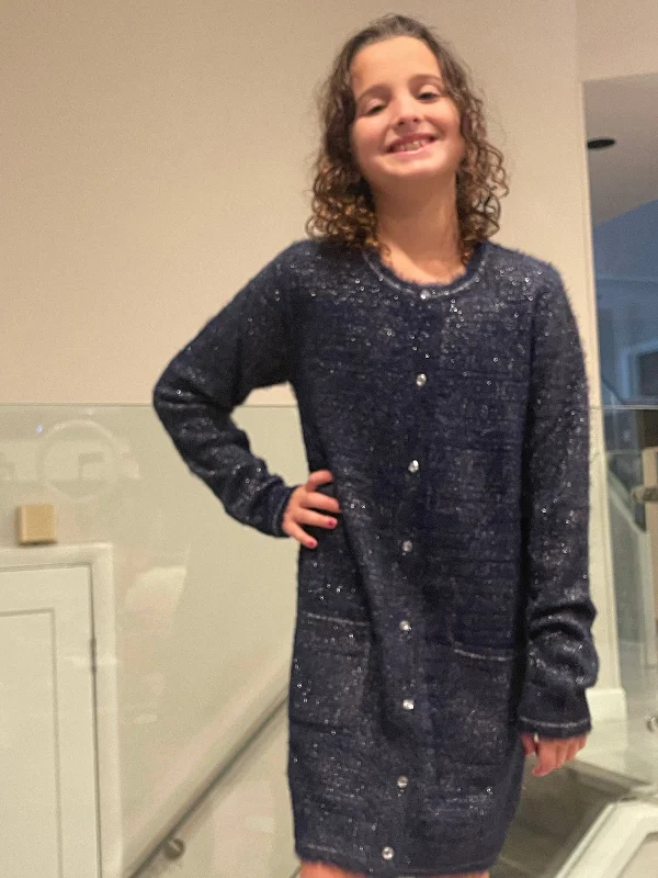 Fuzzy Sweater Dress 723282-2440 Zippered Buttoned Snapped