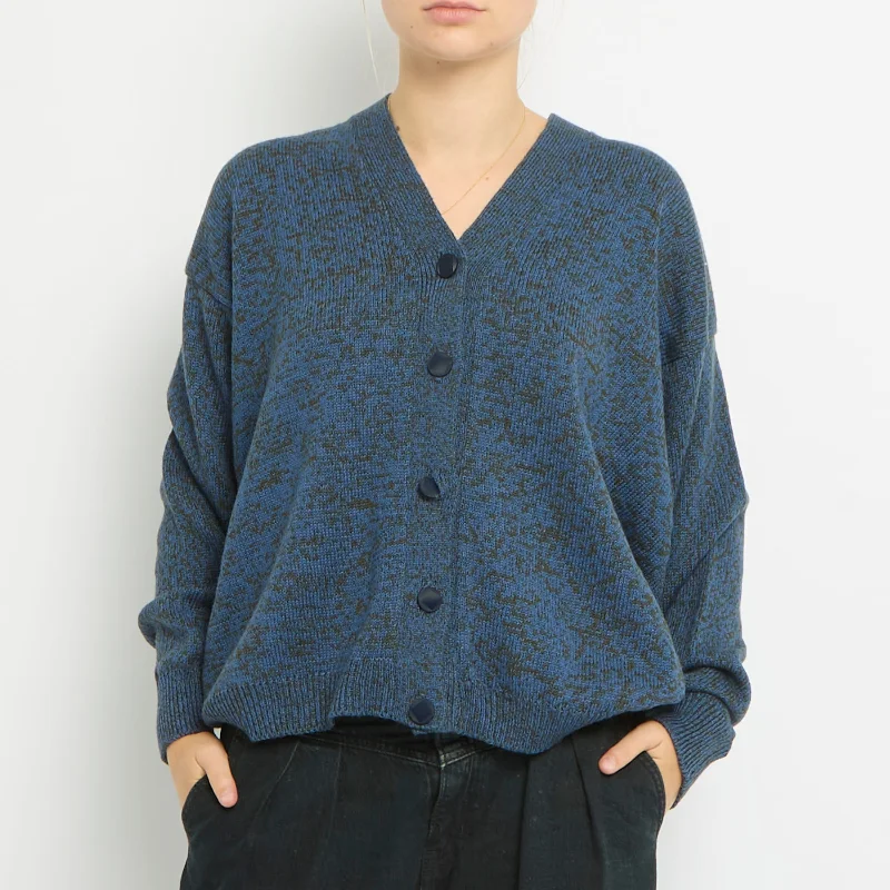 Dappled V-Neck Knitted Cardigan- UK 16 Cotton Fabric Linen Fabric Terry Fabric