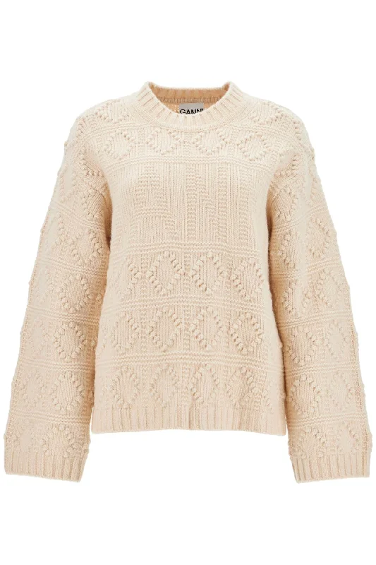 Wool And Cotton Blend Pullover  - White Short Sleeve Top