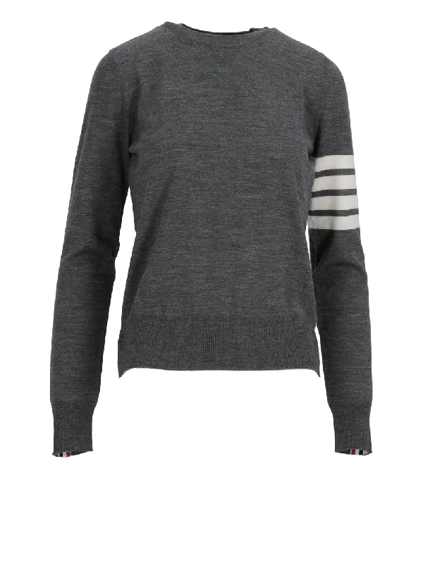 RELAXED FIT PULLOVER W/ 4 BAR IN FINE MERINO WOOL Saggy Sleeve Comfort