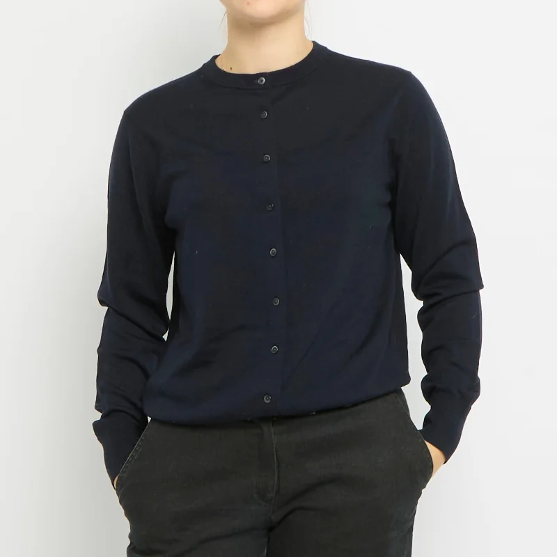 Round Neck Cardigan - UK 14 Seamless Knitted Crochet
