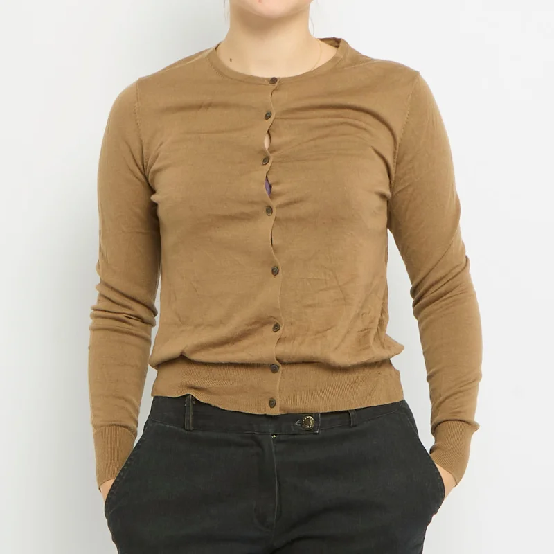 Round Neck Cardigan - UK 10 Open Front Closed Front Wrap Front