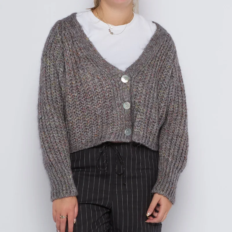 Heavy Knit Oversized Cardigan - UK 10 Glossy Satin Silk