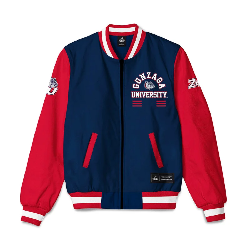 Gonzaga - NCAA Women's Rowing : Kana Barlag - Bomber Jacket Zippered Front Buttoned Front Snap Front Gonzaga - NCAA Women's Rowing : Kana Barlag - Bomber Jacket Zippered Front Buttoned Front Snap Front