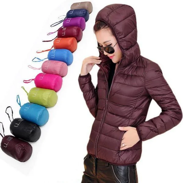 HOT Winter Women Ultra Light Down Jacket 90% Duck Down Hooded Jackets Long Sleeve Warm Slim Coat Parka Female Solid Outwear Welt Pockets Slit Pockets Flap Pockets HOT Winter Women Ultra Light Down Jacket 90% Duck Down Hooded Jackets Long Sleeve Warm Slim Coat Parka Female Solid Outwear Welt Pockets Slit Pockets Flap Pockets