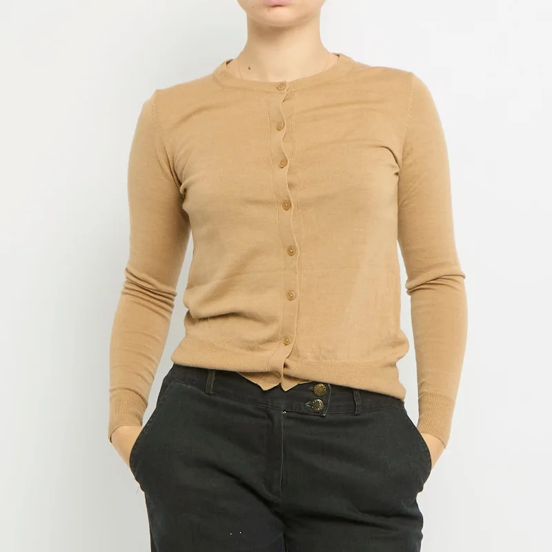Round Neck Cardigan - UK 8 Wool Cardigan Cotton Cardigan Cashmere Cardigan