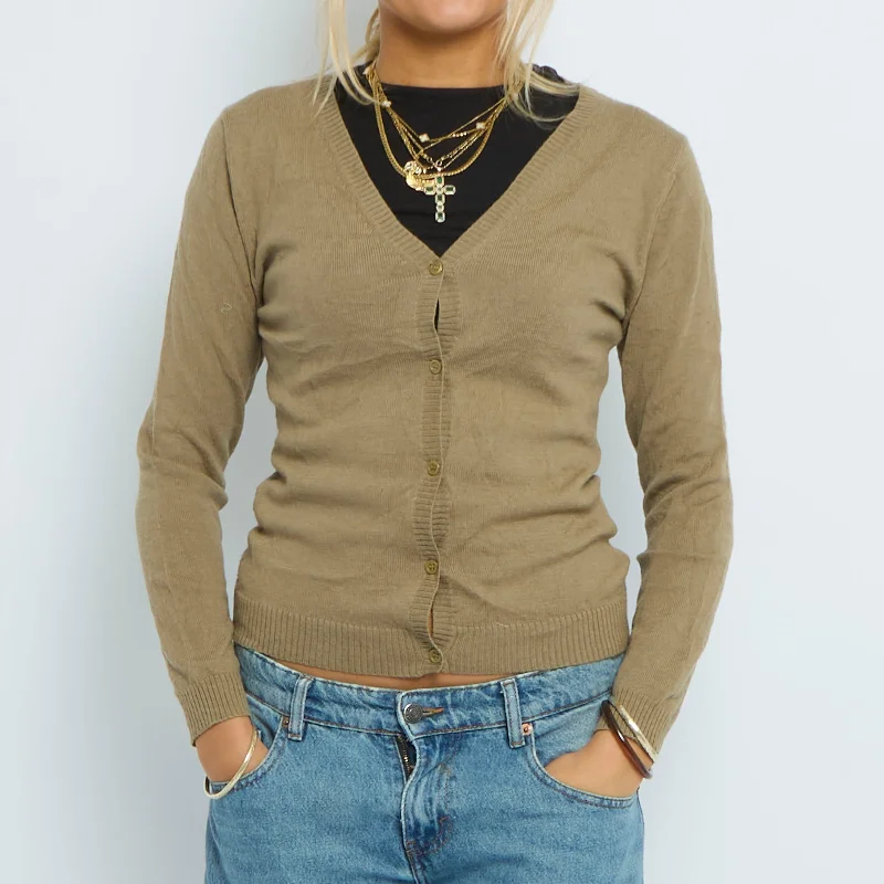 Buttoned Fine Knit Cardigan - UK 8 Stylish Fashionable Trendy