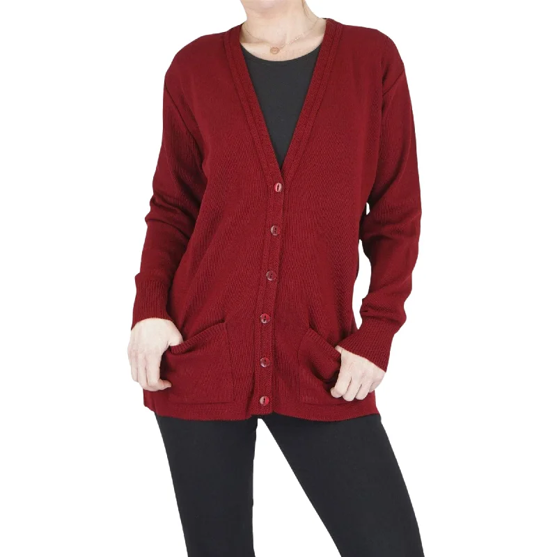 Balmoral Women Wool Blend Knit Pockets Cardigan Denim Fabric Leather Fabric Suede Fabric