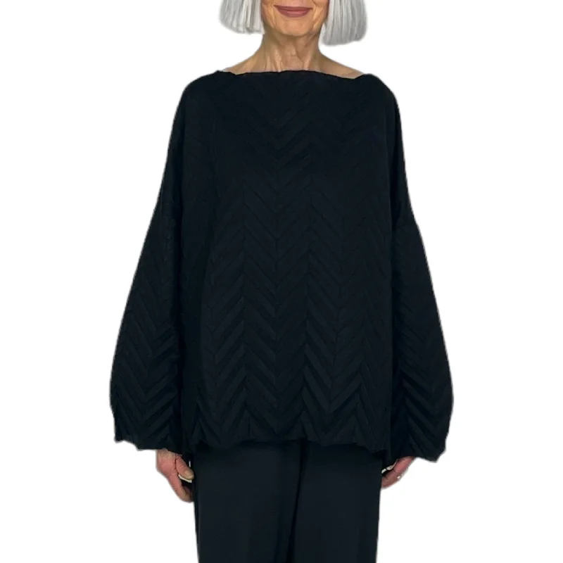 PLEATED PULLOVER Keyhole Neck Pullover
