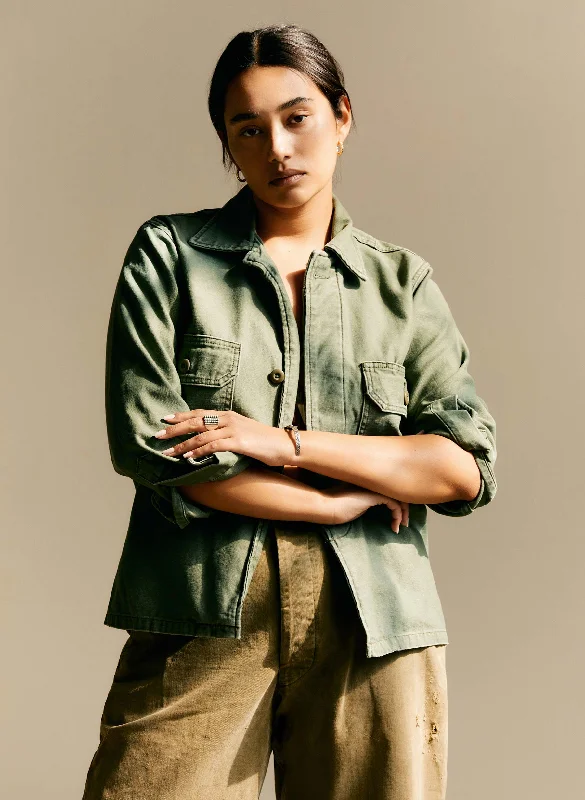 military shirt jacket in fatigue green Striped Jacket Polka Dot Jacket Floral Jacket
