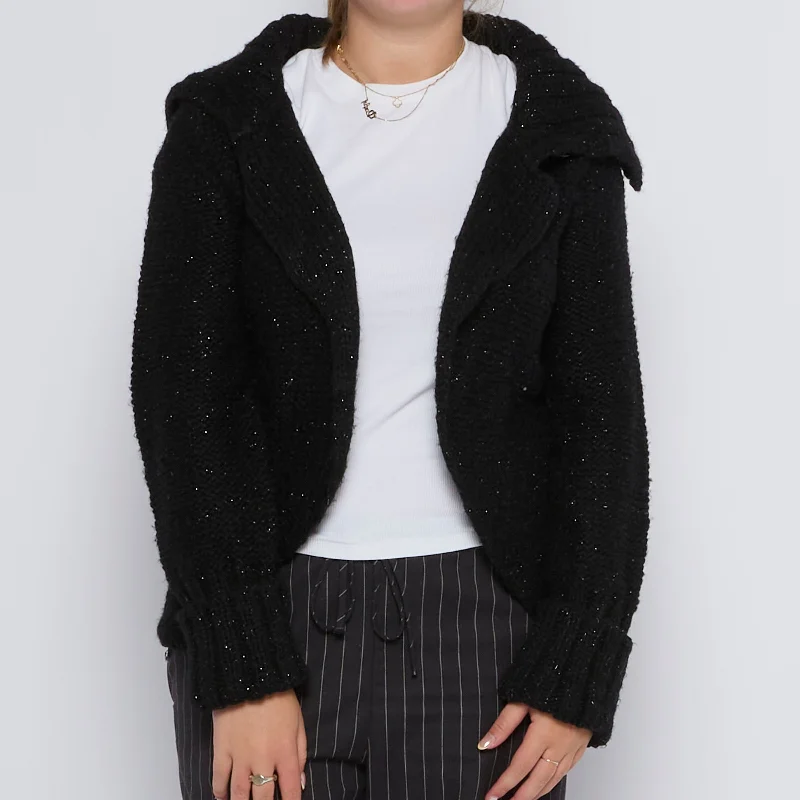 Sparkly Heavy Knit Cardigan - UK 10 Neon metallic Matte
