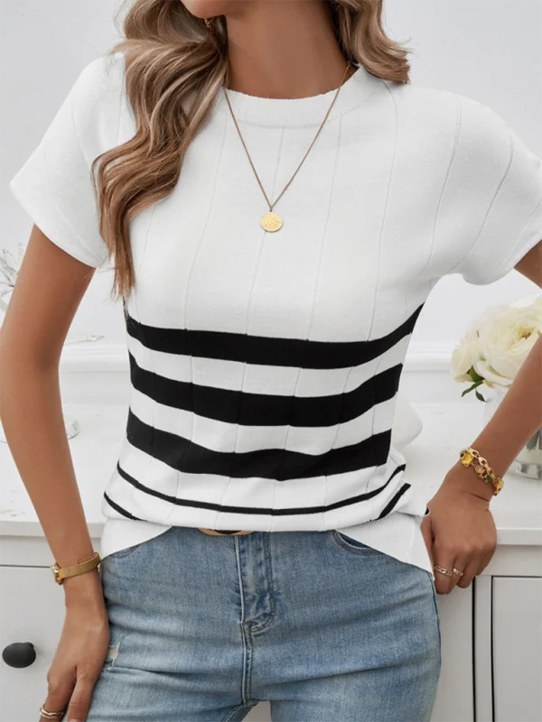 Blue Zone Planet | Spring and Summer Temperament Slim Striped Sweater Cashmere Blend Cotton Blend Poly Blend Blue Zone Planet | Spring and Summer Temperament Slim Striped Sweater Cashmere Blend Cotton Blend Poly Blend