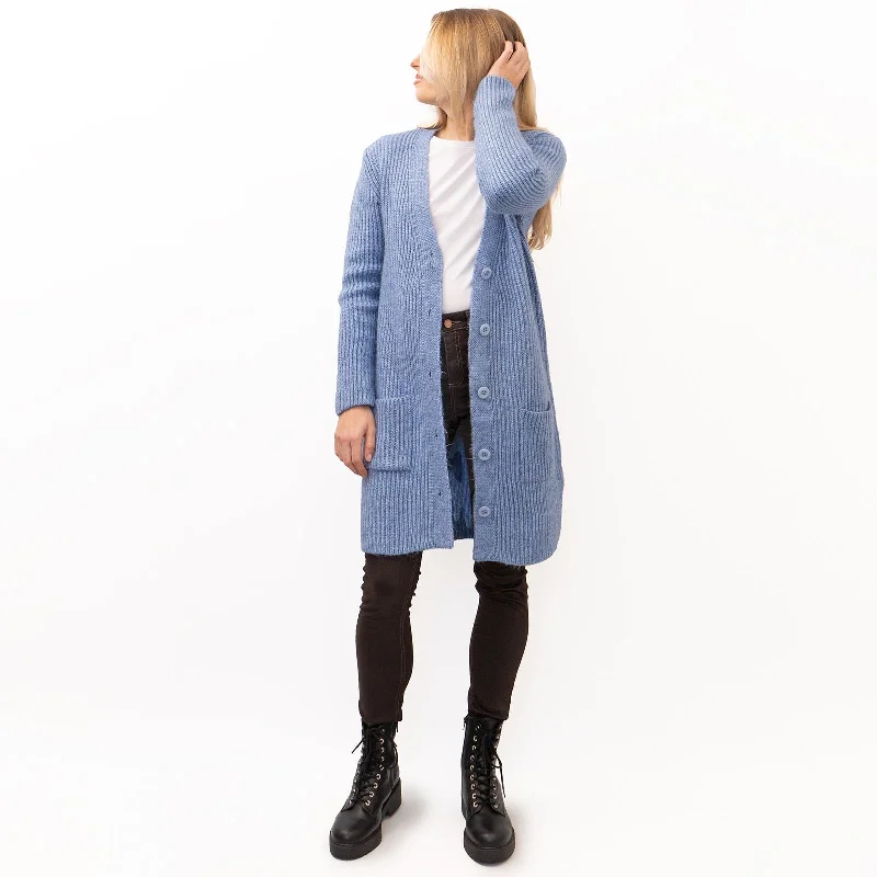 Wood Hill Longline Chunky Knit Cardigans in 8 Colours Notch Collar Peter Pan Collar Cowl Neck
