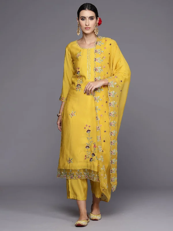 Women Yellow Embroidered Straight Kurta Trousers With Dupatta Set - Taantav Skinny Trousers Denim Stretchy Women Yellow Embroidered Straight Kurta Trousers With Dupatta Set - Taantav Skinny Trousers Denim Stretchy
