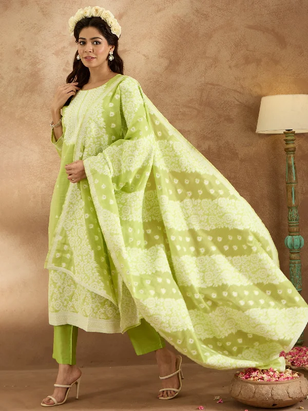 Women Green Woven Design Straight Kurta Trousers With Dupatta Set - Taantav Trousers Solid Black Women Green Woven Design Straight Kurta Trousers With Dupatta Set - Taantav Trousers Solid Black