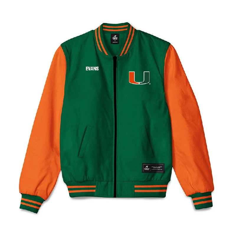 Miami - NCAA Women's Rowing : Abby Evans - Bomber Jacket Front Pockets Side Pockets Patch Pockets Miami - NCAA Women's Rowing : Abby Evans - Bomber Jacket Front Pockets Side Pockets Patch Pockets