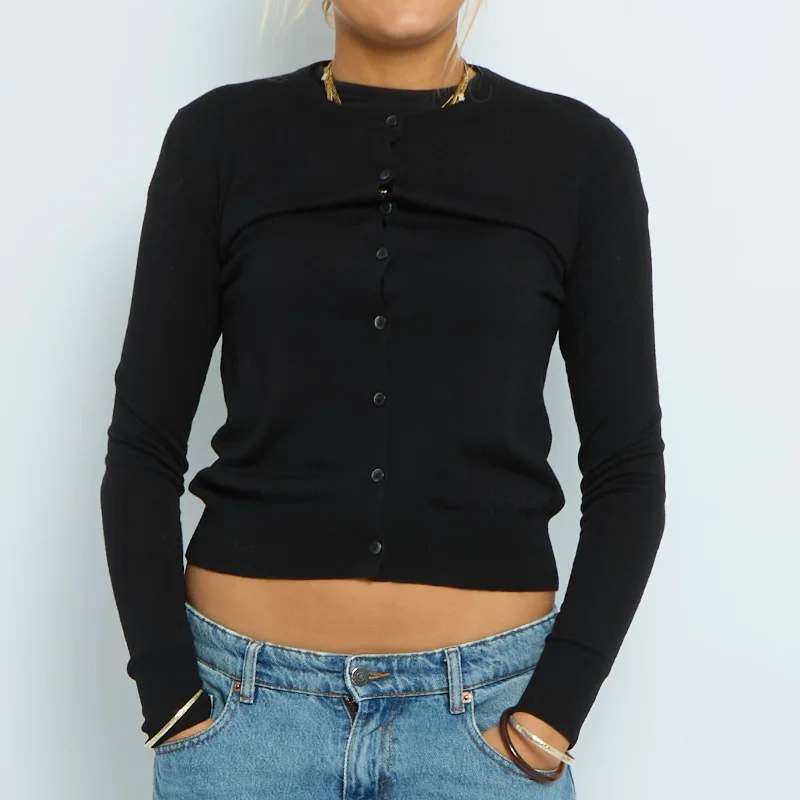 Fine Knit Cardigan - UK 8 Tailored Straight A-Line