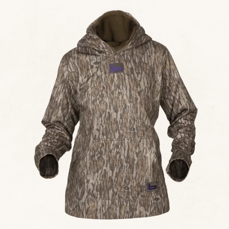 Women's TEC Fleece Hooded Pullover Lantern Sleeve Elegant