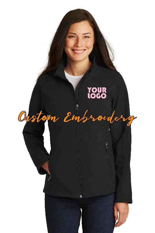 Custom Embroidery on Ladies Core Soft Shell Jacket Oversized Jacket Tailored Jacket Straight Jacket Custom Embroidery on Ladies Core Soft Shell Jacket Oversized Jacket Tailored Jacket Straight Jacket