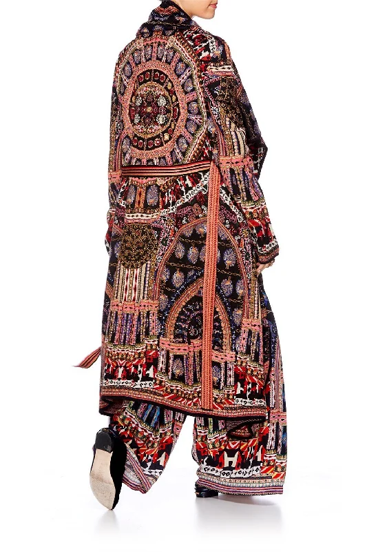 LONG JAQUARD CARDIGAN WITH TIE DANCING ON MY OWN Fleece Cardigan Nylon Polyester