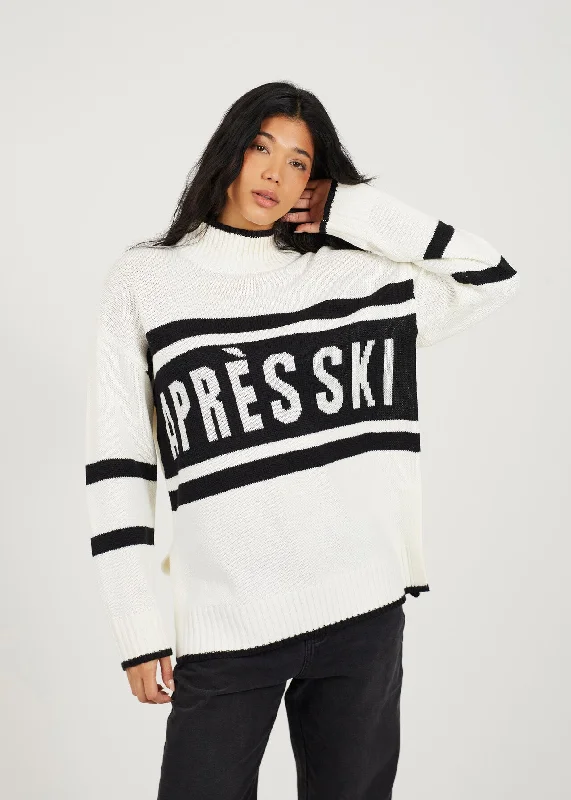 SLOGAN JUMPER WITH CONTRAST STRIPE, IVORY & BLACK Fleece Fabric Down Fabric Feather Fabric SLOGAN JUMPER WITH CONTRAST STRIPE, IVORY & BLACK Fleece Fabric Down Fabric Feather Fabric