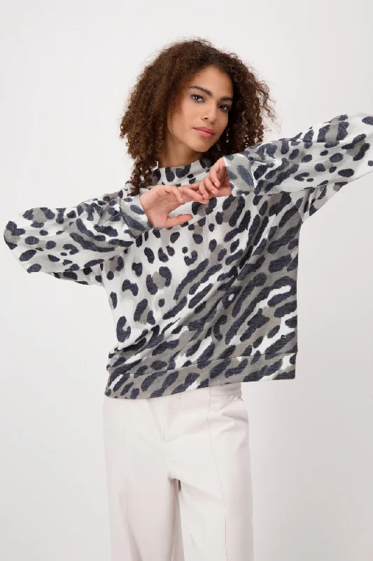 Pullover, frozen green gemustert Lantern Sleeve Elegant