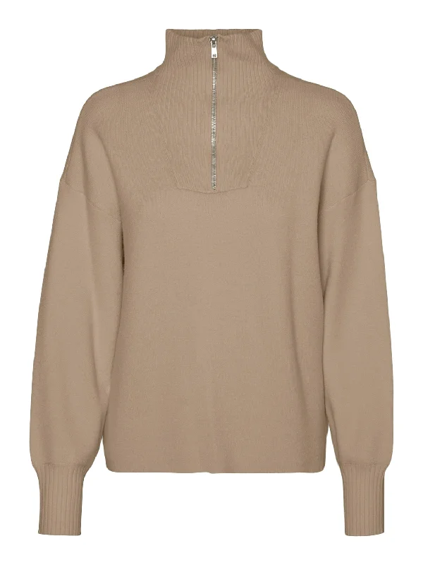 VMGOLDNEEDLE LS ZIP HIGHNECK PULLOVER Gathered Sleeve Pullover