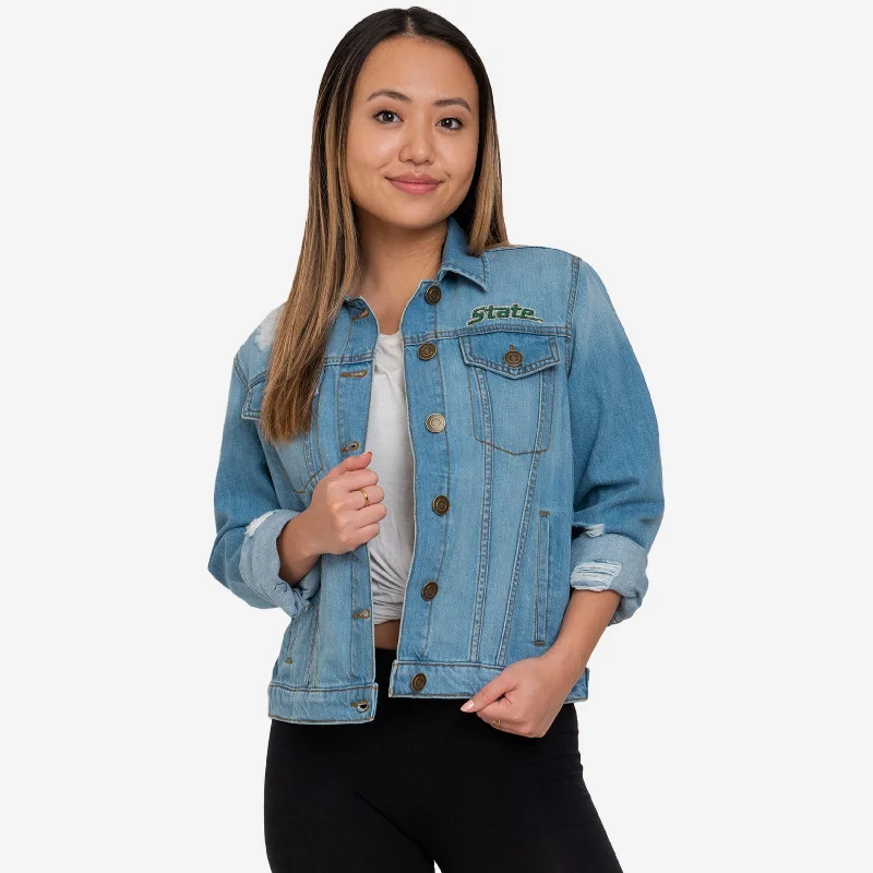 Michigan State Spartans Womens Denim Days Jacket Satin Jacket Silk Jacket Chiffon Jacket