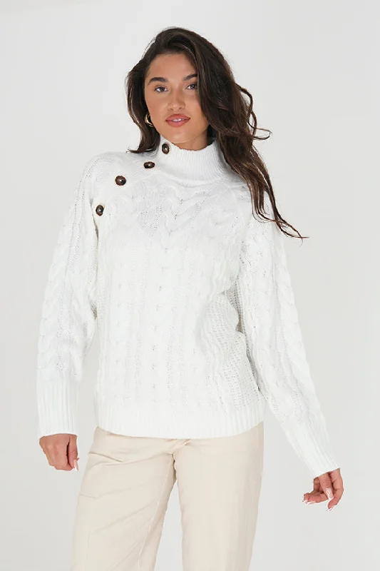 TURTLE NECK JUMPER WITH BUTTON DETAIL Sequined Glittery Shiny