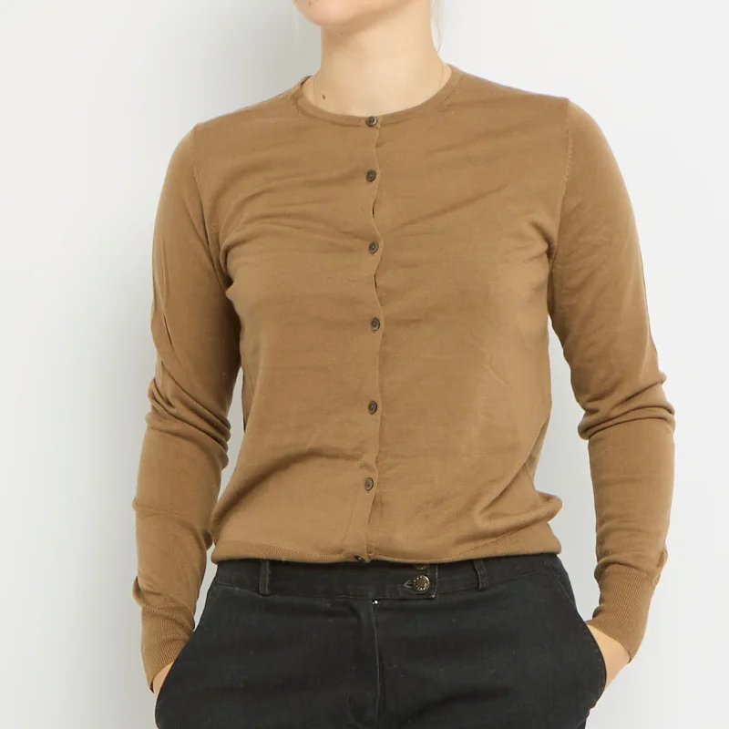Round Neck Cardigan - UK 10 Cable Knit Ribbed Knit Lace Knit