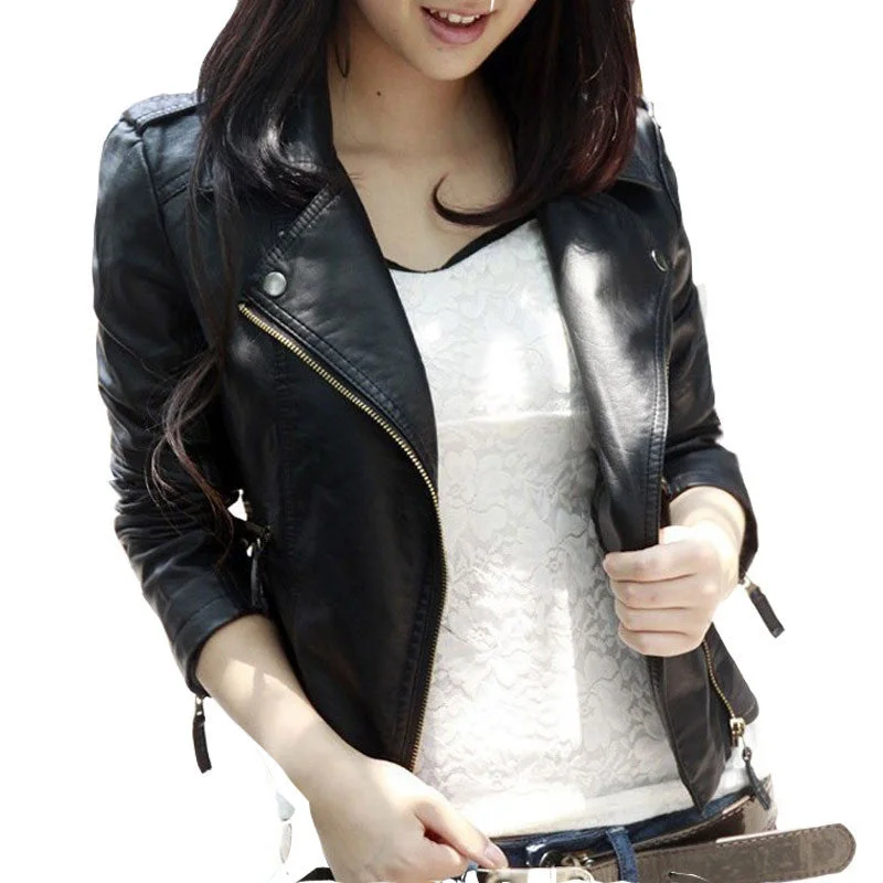 Spring Autumn Women Jacket Black Fashion Slim S-3XL PU Leather Motorcycle Short Outwear Jaqueta Feminina Damen Jacket Print Jacket Jacquard Jacket Patchwork Jacket Spring Autumn Women Jacket Black Fashion Slim S-3XL PU Leather Motorcycle Short Outwear Jaqueta Feminina Damen Jacket Print Jacket Jacquard Jacket Patchwork Jacket