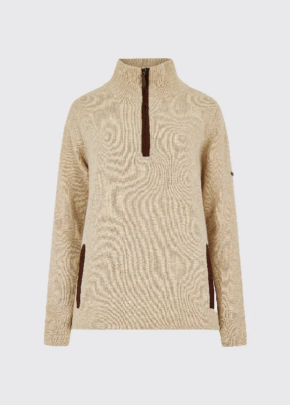 Morrisey Zip Neck Sweater - Oat Tailored Straight A-Line