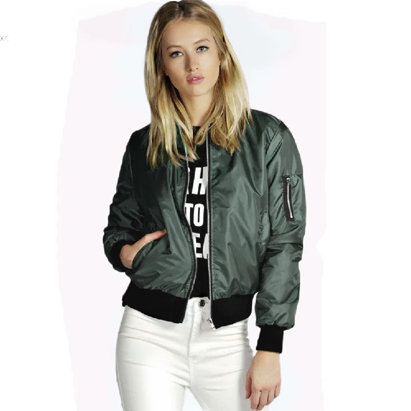Women Bomber Jacket Fashion Zippers Pockets Autumn Winter Army Green Basic Jacket Biker Outwear chaquetas Rayon Fabric Velvet Fabric Corduroy Fabric Women Bomber Jacket Fashion Zippers Pockets Autumn Winter Army Green Basic Jacket Biker Outwear chaquetas Rayon Fabric Velvet Fabric Corduroy Fabric