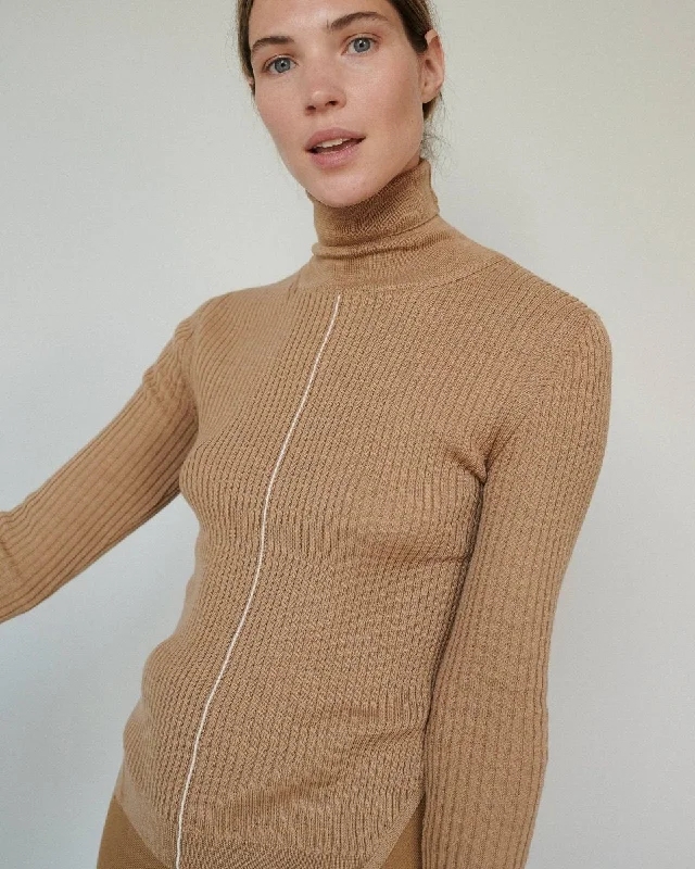Austėja: Rollkragenpullover aus Merinowolle Batwing Sleeve Top