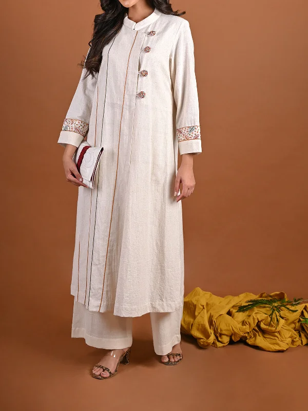Oss Band Collar Jacket Kurta Front Pockets Side Pockets Patch Pockets