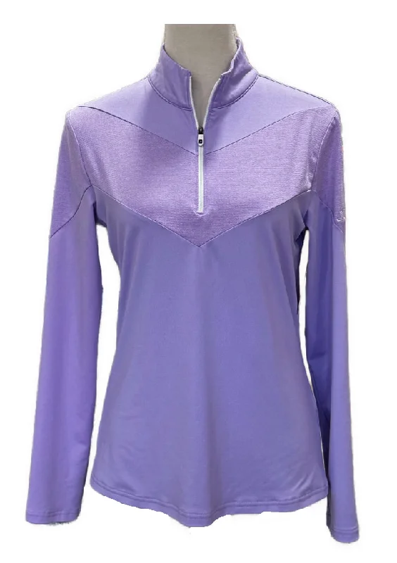 Footjoy Women's Purple Zip Mock Golf Pullover w/ Sleeve Logo Size S MSP$95 High Neck Pullover