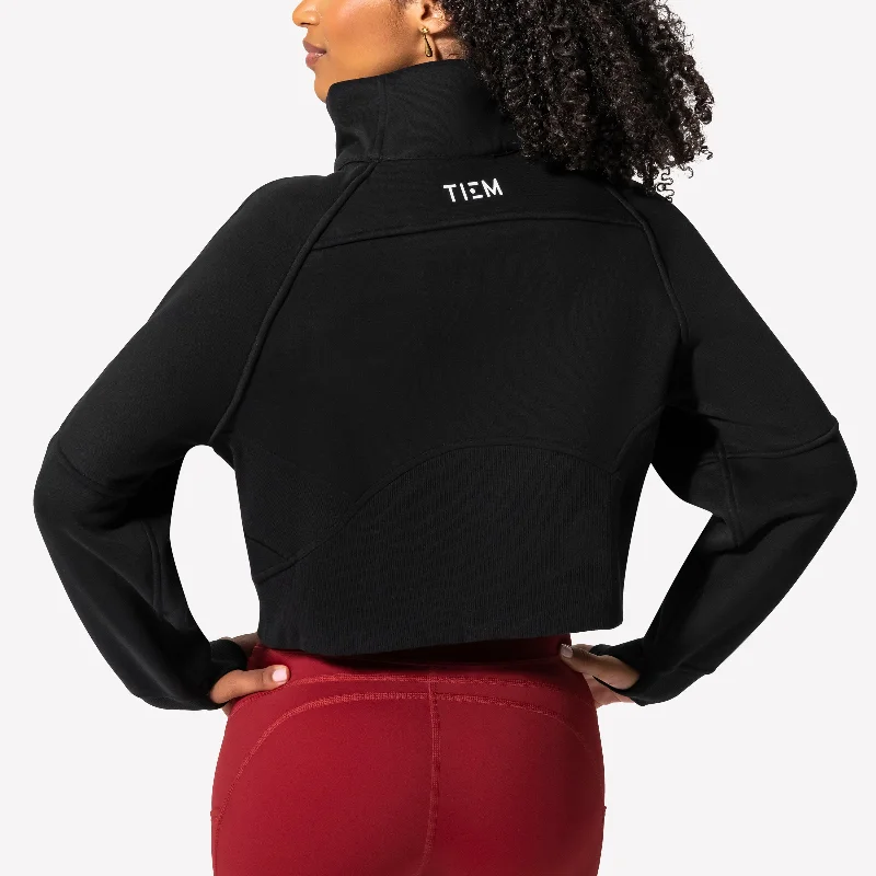Half Zip Pullover - Black/White Wide Sleeve Pullover