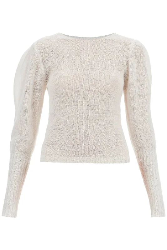 "taza Pullover With Puffed Slee  - White Turtleneck Warm Pullover