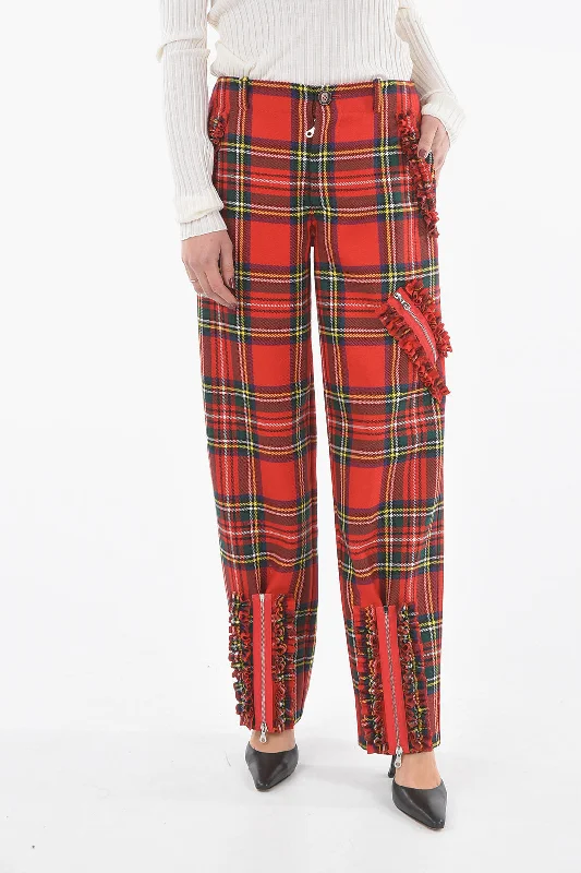 Molly Goddard Wool Wide Leg Half-Lined Tartan Trousers with Zip 42 Italian size Trousers Culottes Wide Leg Molly Goddard Wool Wide Leg Half-Lined Tartan Trousers with Zip 42 Italian size Trousers Culottes Wide Leg