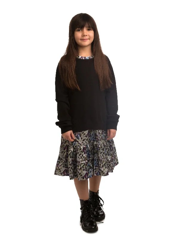 Multicolor Sweater Overlay Dress SNK1350 Collared Crew Neck Turtle Neck