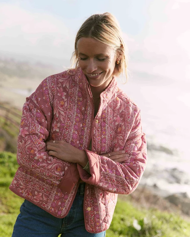 Folk Story Quilted Jacket - Red Clay Ribbed Jacket Pleated Jacket Ruffled Jacket