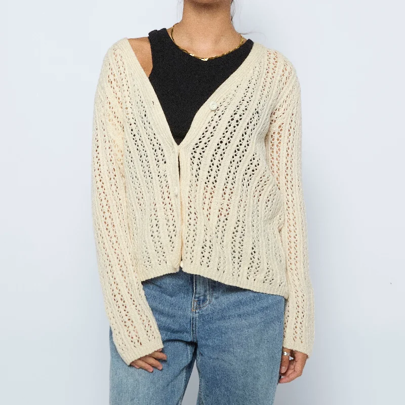 Crochet Ladder Cardigan - M Mesh Cardigan Canvas Denim