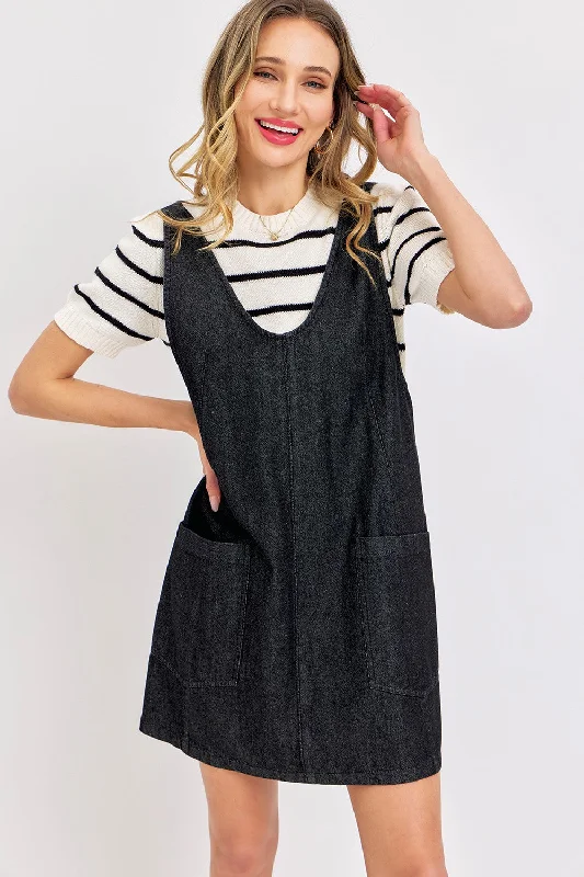 Darla Jumper in Black Denim Chenille Blend Fleece Blend Nylon Blend