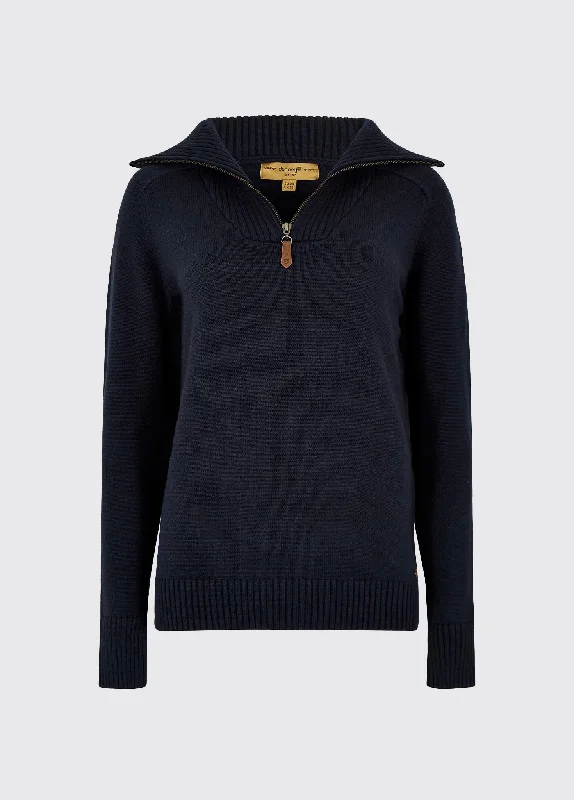 Rosmead Sweater - Navy Print Jacquard Patchwork