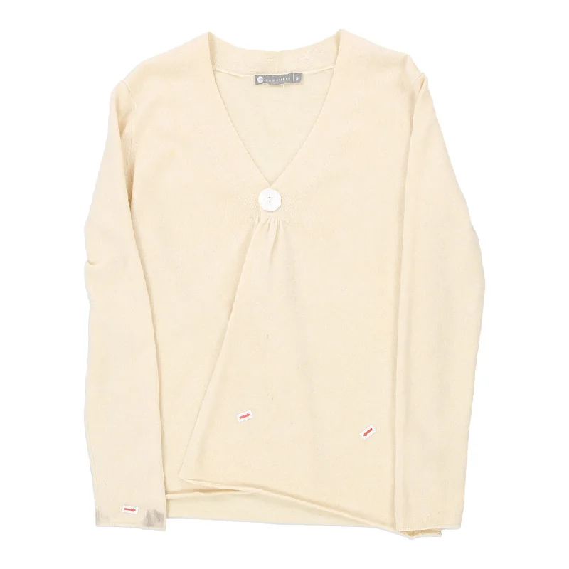 In Cashmere Cardigan - Small Cream Cashmere Open Front Closed Front Wrap Front