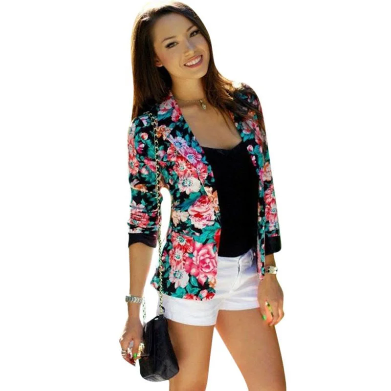Casual Women One Button Jacket Slim Casual Business Blazer Suit Floral Coat Outwear Anorak Shell Jacket Lightweight Jacket Casual Women One Button Jacket Slim Casual Business Blazer Suit Floral Coat Outwear Anorak Shell Jacket Lightweight Jacket
