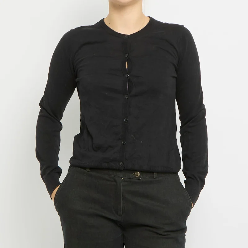 Round Neck Knitted Cardigan - UK 12 Fitted Slim Tailored