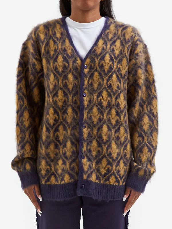 Needles Mohair Ornament Cardigan - Purple Spandex Rayon Corduroy