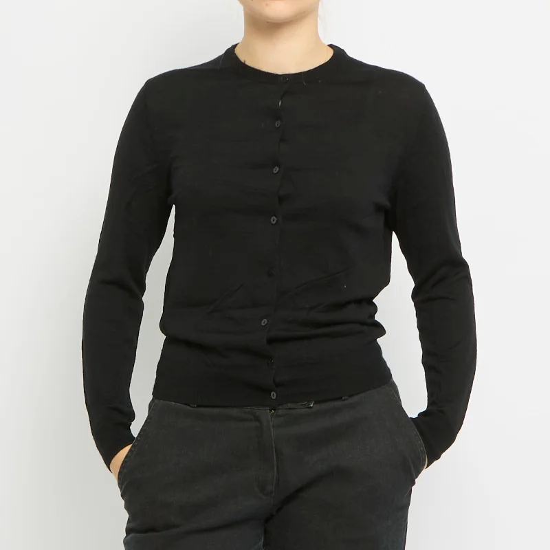 Round Neck Knitted Cardigan - UK 10 Elegant Classic Vintage