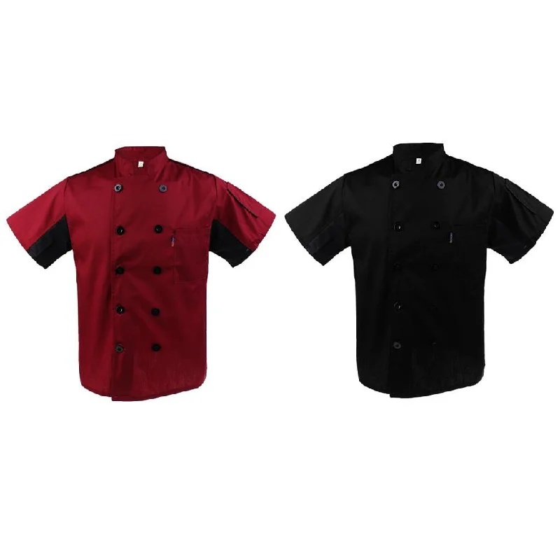 Maxbell 2pcs Durable Red Black Chef Jackets Short Sleeve Hotel Waiter Kitchen Waiter Uniform Work Wear Tops M Nylon Fabric Polyester Fabric Spandex Fabric Maxbell 2pcs Durable Red Black Chef Jackets Short Sleeve Hotel Waiter Kitchen Waiter Uniform Work Wear Tops M Nylon Fabric Polyester Fabric Spandex Fabric